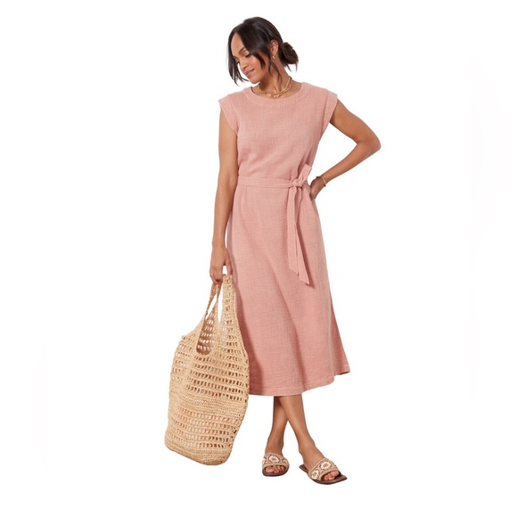Faherty Dresses & Skirts - NWT Faherty Dream Cotton Dress Sunwashed Dusty Rose Gauze Midi Dress
